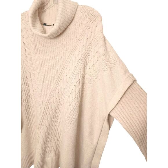 Simply Vera Wang Sweater Plus XXL Beige Chunky Cableknit LAGENLOOK Cowl Relaxed - Picture 3 of 16